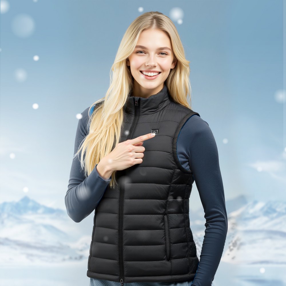 VEVOR Gilet Riscaldato, Gilet Riscaldante Elettrico Leggero da Donna con Batteria da 16000 mAh, 8 Zone di Riscaldamento, con 3 Livelli, per Escursionismo, Campeggio, Pesca, Sci, Taglia M
