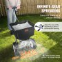VEVOR Spandiconcime Portata max. 45 kg Carrello Spanditore per Semi con Ruote Diametro 305 mm, Spanditore Tramoggia da 56 L Seminatrice da Prato in Acciaio per Terreni Prato Agricoli Giardino, Nero