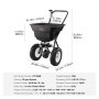 VEVOR Spandiconcime Portata max. 36 kg Carrello Spanditore per Semi con Ruote Grandi 305 mm, Spanditore Tramoggia da 25,5 L Seminatrice da Prato in Acciaio per Terreni Prato Agricoli Giardino, Nero