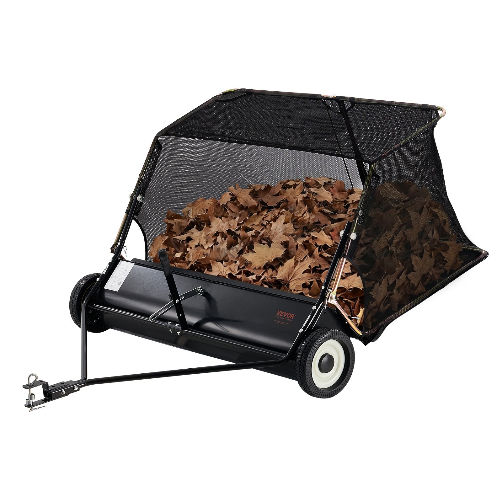 VEVOR Spazzatrice Giardino Abbattibile, Scopa Raccoglitore di Foglie Erba di Grandi Dimensioni 736L, 132cm Rimorchio Traino, Altezza di Spazzamento per Raccogliere Detriti, Erba per Prato Giardino
