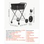 VEVOR Carrello della Spesa Pieghevole a 2 Livelli con Ruote Portata 40 kg, Carrello Robusto con Struttura a Spinta, 2 Cestini Rimovibili, Ruote Piroettanti a 360°, per Spesa, Magazzino e Supermercato