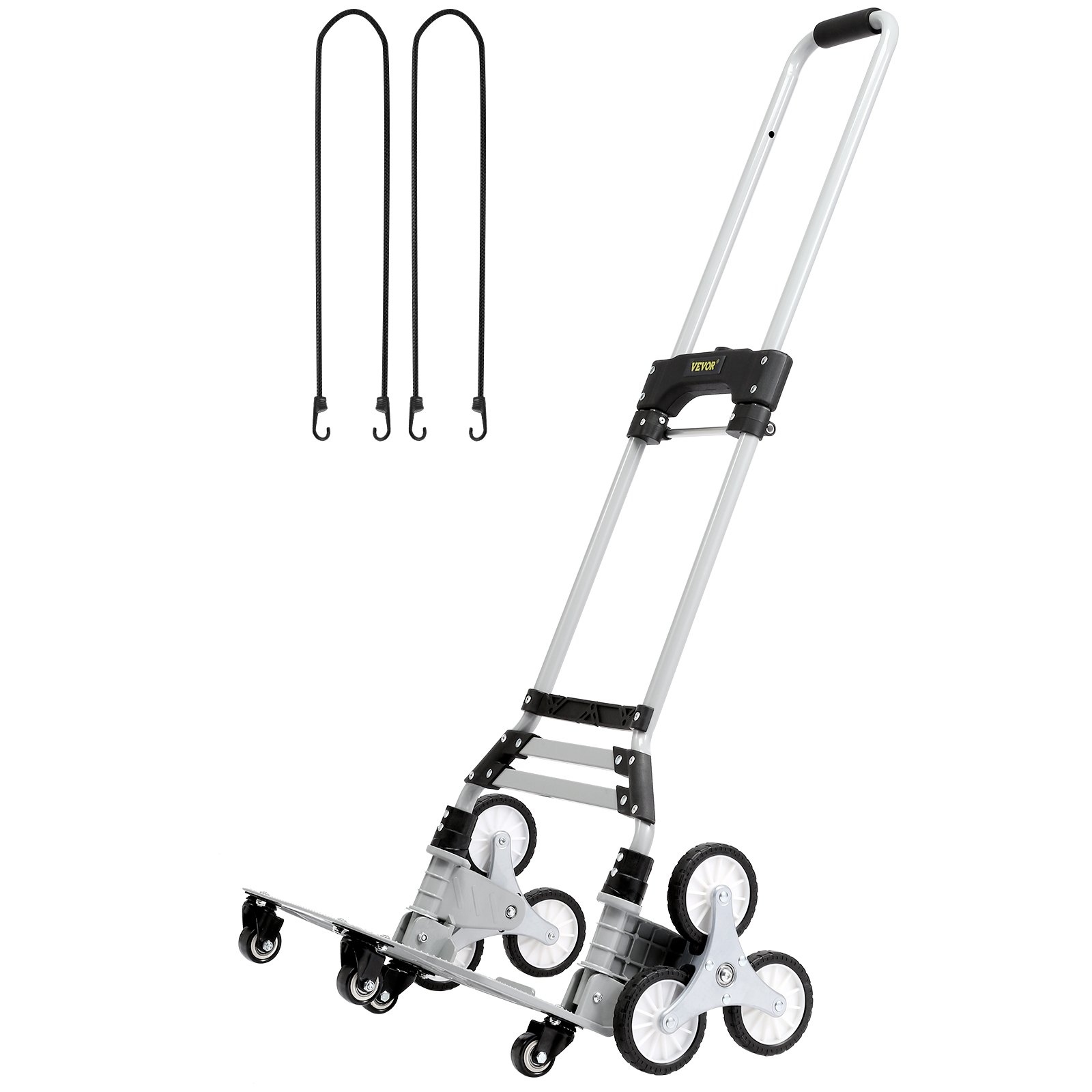VEVOR Carrello Portaspesa in Acciaio Alluminio Capacità Carico Max. 100kg Manico Regolabile, Carrello con Ruote per Salire le Scale Dimensioni di Bagaglio 39 x 27 cm, Carrello per Scale Porta Oggetto