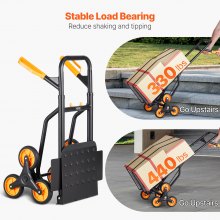 VEVOR Carrello per Scale EMS, Carrello a Rotelle Pieghevole in Alluminio, Carrello Montascale Portatile per Salire Scale Emergenza, Carrello per Ambulanza, Pompieri, con 6 Ruote Capacità 200 kg
