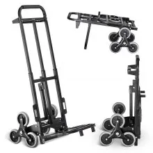 VEVOR Carrello per Salire le Scale, Carrello per Salire le Scale con Capacità 208,6 kg, Carrello Pieghevole per Carichi Pesanti con 2 Maniglia, Ruote e 2 Corde Elastiche per Casa, Ufficio, Shopping