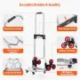 VEVOR Hand Truck 490 x 475 x 1150 mm, Stair Climber, Stair Hand Truck 118 kg, Foldable Trolley with Telescopic Handle, 10 Wheels & 2 Elastic Ropes for Home, Shopping, Moving & Storage
