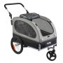 VEVOR Rimorchio Bici per Cani Pieghevole Portata max. 40kg Passeggino per Animali Domestici con Ruote a Sgancio Rapido, Attacco Universale, Carrello per Bici Traino Rimorchio per Animali Nero/Grigio