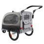 VEVOR Rimorchio Bici per Cani Pieghevole Portata max. 40kg Passeggino per Animali Domestici con Ruote a Sgancio Rapido, Attacco Universale, Carrello per Bici Traino Rimorchio per Animali Nero/Grigio