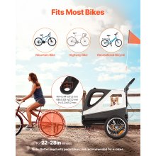 VEVOR Rimorchio per Bici per Cani, Supporta Fino a 45 kg, Carrello Portabici per Animali Domestici di Piccola e Grande Taglia, Telaio Pieghevole con Ruota a Sgancio Rapido, Attacco Universale