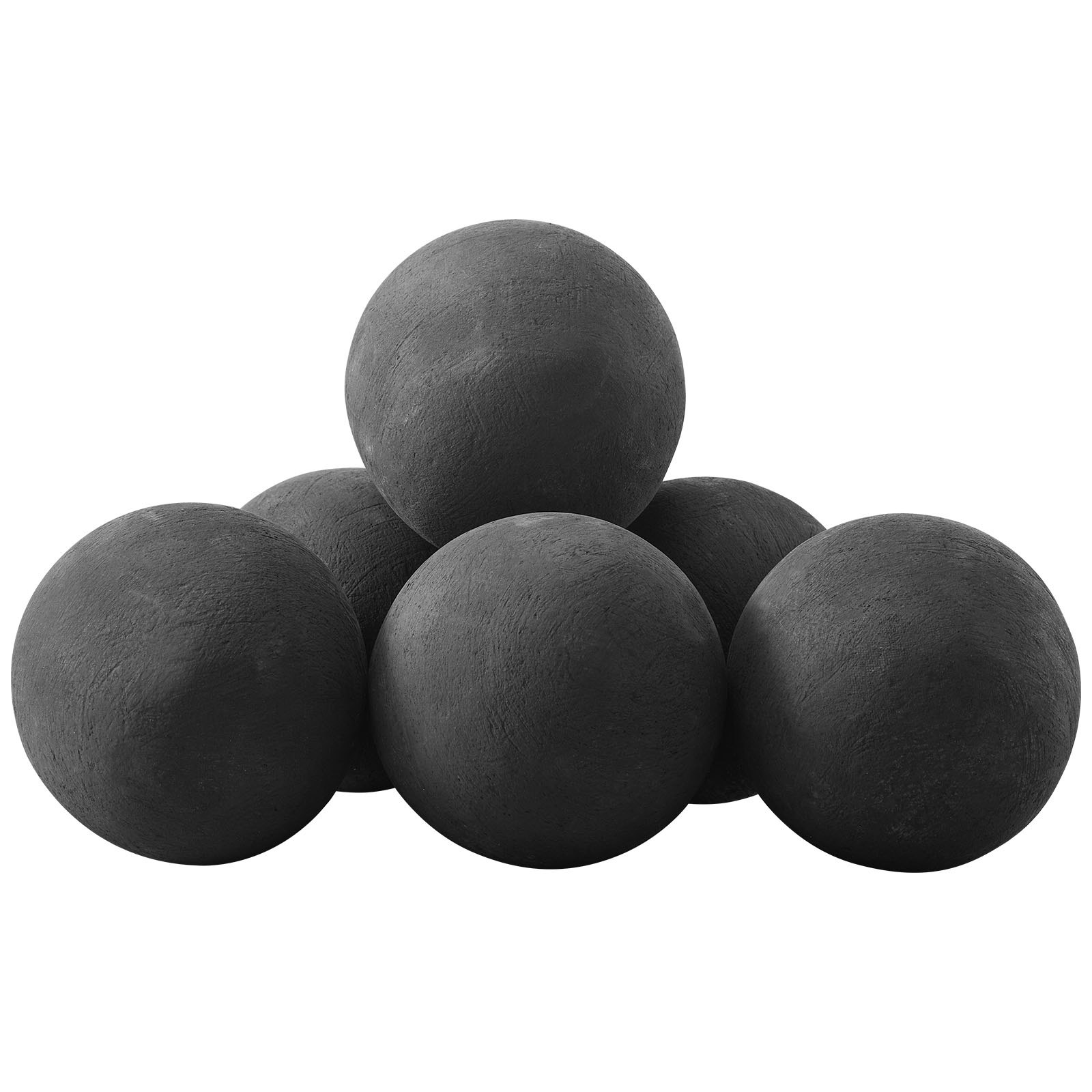 VEVOR Ceramic Fire Balls, 125 mm 6 Pcs Round Fire Stones, Reusable Lava Rocks Indoor and Outdoor Use, Decorative Fire Pit Rocks for Propane/Gas Fireplace, Stove, Courtyard, Camping, Black