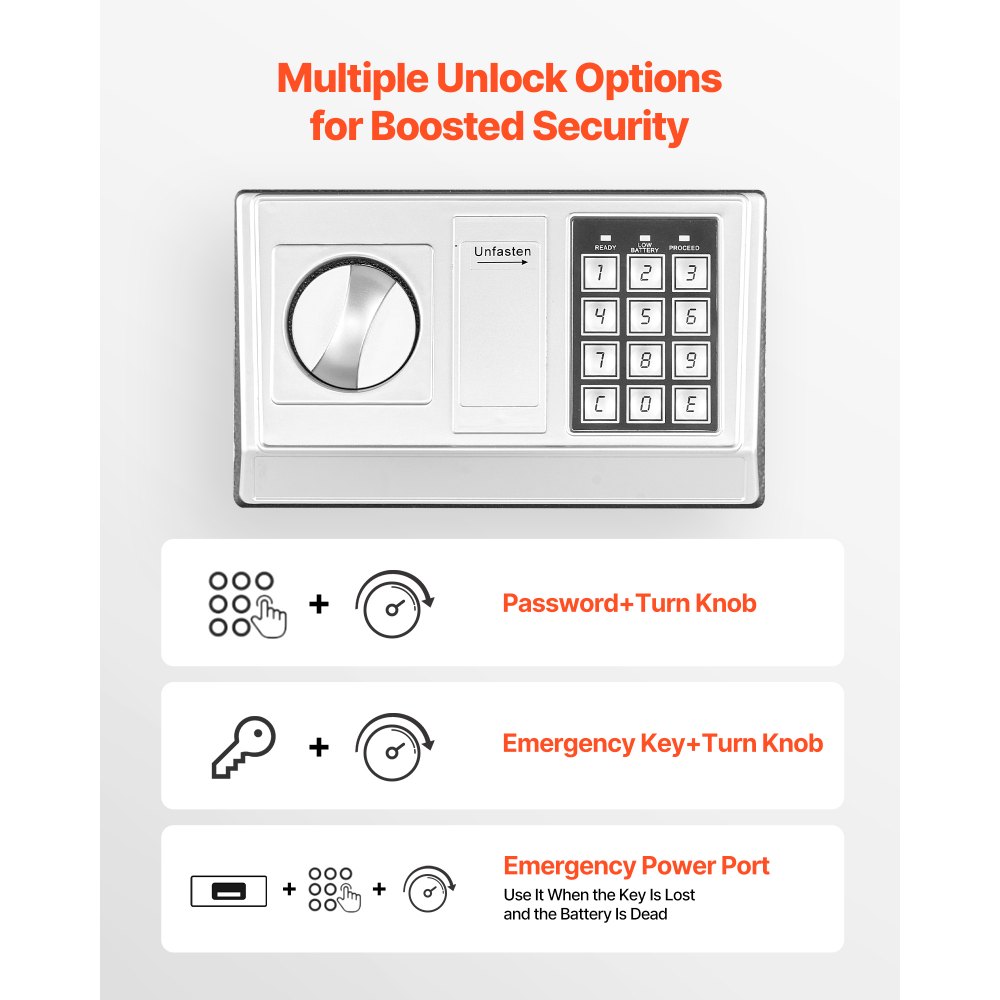 VEVOR 0.6 Cubic Feet Drop Safe, Drop Slot Safe Box with Password and Turn Knob, Heavy Duty Compact Cash Depository Box with a Front Lock Slot for Cash, Bank Slips, Jewelry, Documents, Bills, Black