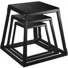 VEVOR Set di 3 Platform Box Pliometrici di Nero Plyo Box Esercizio per Saltare Piattaforma, Peso 5,3 kg, 6,5 kg, 7,8 kg Power-Plyo Boxes, Altezza 30 cm, 46 cm, 61 cm Jump Box Pliometrico per Esercizio