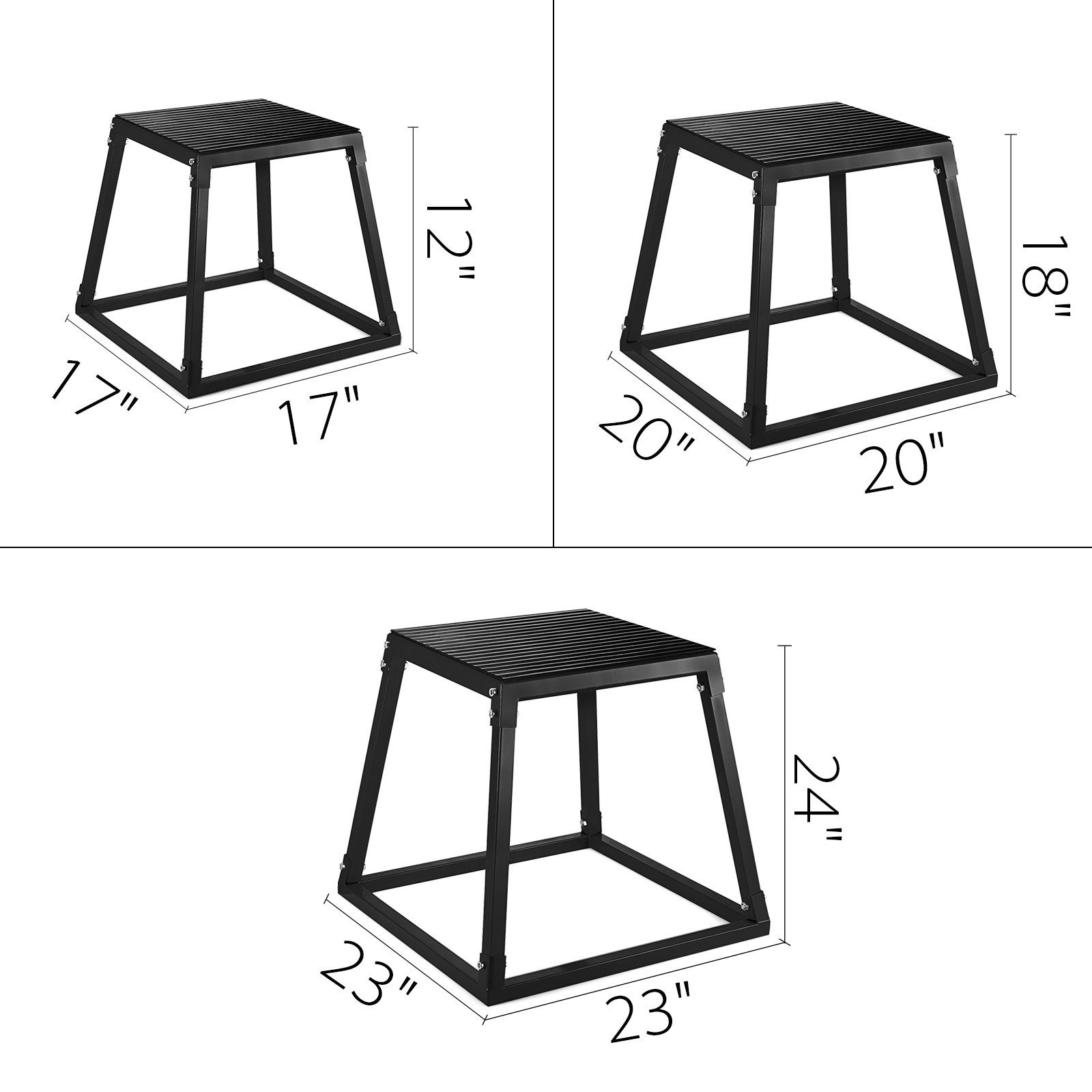 VEVOR Set di 3 Platform Box Pliometrici di Nero Plyo Box Esercizio per Saltare Piattaforma, Peso 5,3 kg, 6,5 kg, 7,8 kg Power-Plyo Boxes, Altezza 30 cm, 46 cm, 61 cm Jump Box Pliometrico per Esercizio