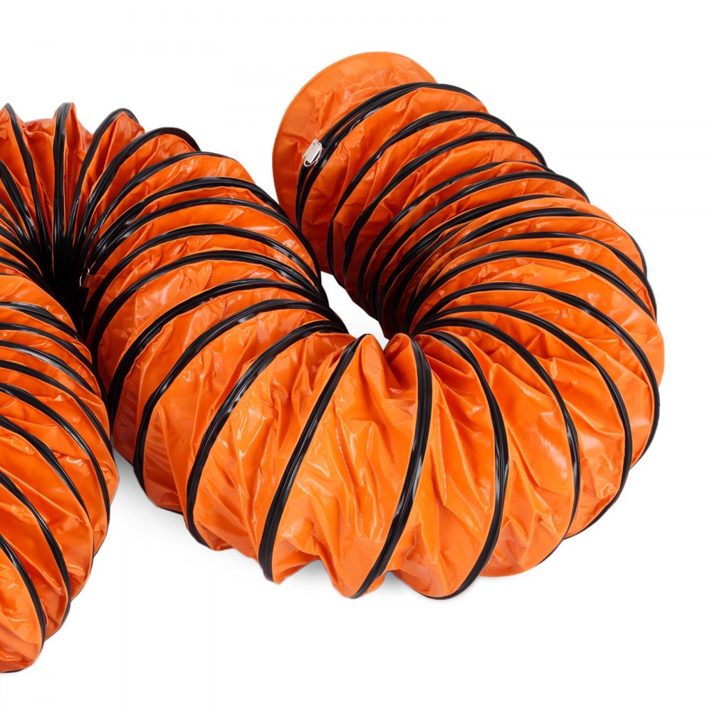 VEVOR Tubo Flessibile per Condotto Flessibile in PVC da 32 piedi/9,8 m, Tubo di Ventilazione Diametro 12 Pollici, Tubo Flessibile a Colore di Arancione, Corde Regolabili, Tubo con Anelli a Forma di D