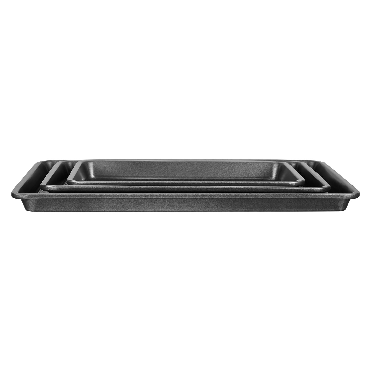 VEVOR Set di Stoviglie da Forno 3 Pezzi Piatti e Vassoi di Pentole in Acciaio al Carbonio Antiaderenti, Set da Forno da Cucina Set da Forno, per Biscotti, Torte, Muffin, Nero