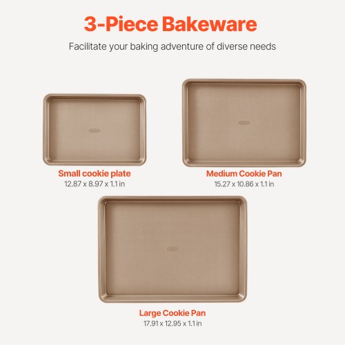 Set Di 6 Teglie Rettangolari Antiaderenti 28 Cm - In Acciaio Al Carbonio, Per Torte, Pane E Arrosti (Colore Oro/Rosa, Fino A 232°C) - 2