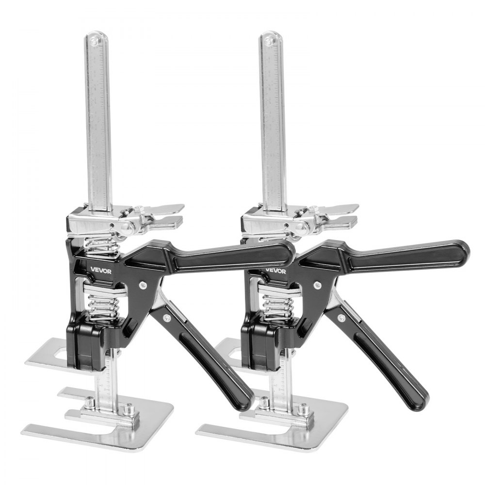 VEVOR Cric a Braccio per Risparmiare Lavoro, 2 PZ, Carico 200 kg Cric a Braccio in Metallo con Livella Magnetica, Sollevamento Fino a 165 mm, 2 Modalità di Regolazione, per Porte, Finestre, Nero