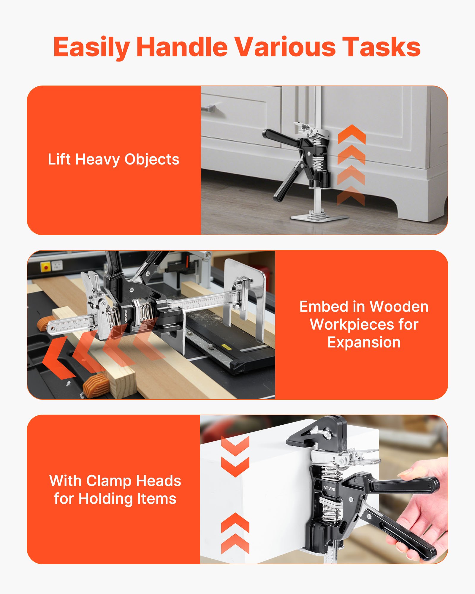 VEVOR Cric a Braccio per Risparmiare Lavoro, 2 PZ, Carico 200 kg Cric a Braccio in Metallo con Livella Magnetica, Sollevamento Fino a 165 mm, 2 Modalità di Regolazione, per Porte, Finestre, Nero