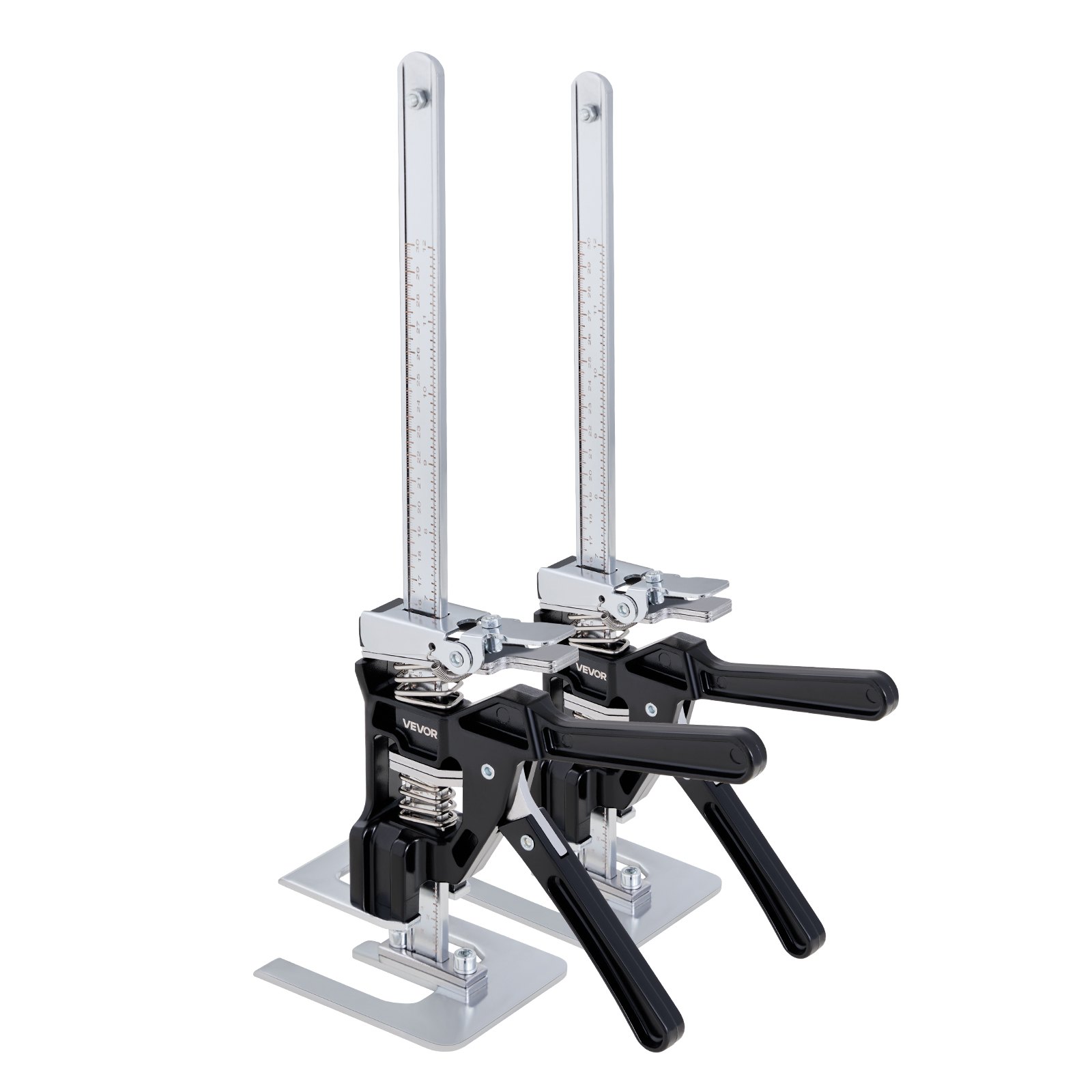 VEVOR Labor Saving Arm Jack, 2 PCS 200 kg Bearing Capacity, Lifting up to 235 mm, Metal Hand Lifting Jack Tool with Magnetic Level, 2 Adjustment Modes, for Door, Window, Furniture, Woodworking, Black