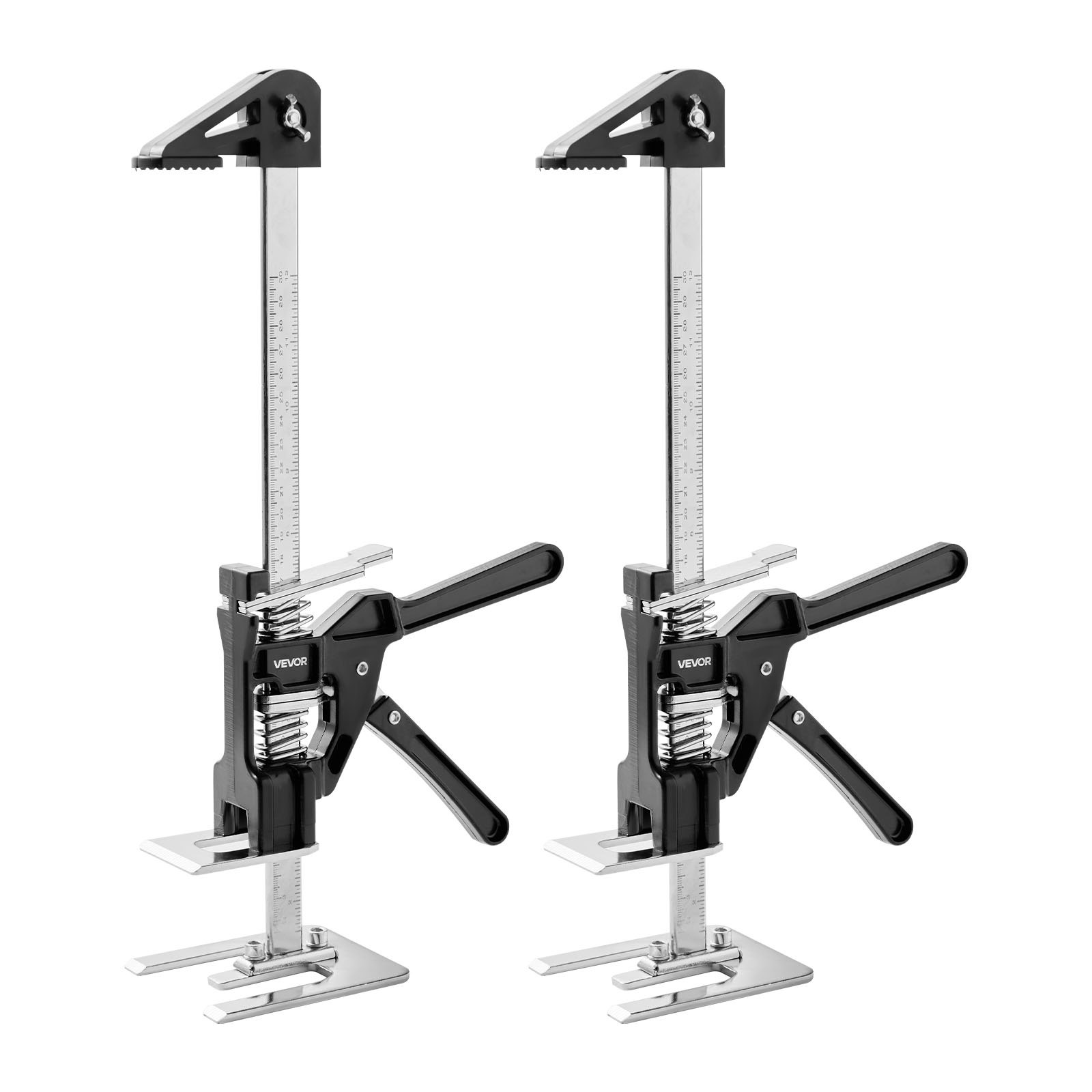 VEVOR Labor Saving Arm Jack, 2 PCS 150 kg Bearing Capacity, Lifting up to 250 mm, Metal Hand Lifting Jack Tool with Magnetic Level, Adjustable Height, for Door, Window, Furniture, Woodworking, Black