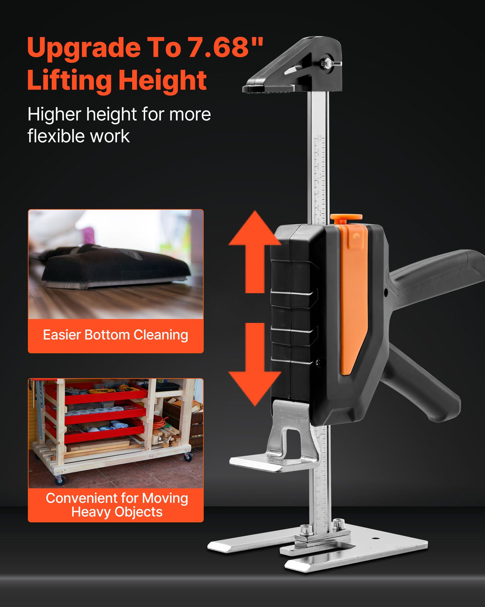 VEVOR Cric a Braccio per Risparmiare Lavoro, 2 PZ, Carico 200 kg Cric a Braccio in Metallo con Livella Magnetica, Sollevamento Fino a 195 mm 2 Modalità di Regolazione, per Porte, Finestre, Nero