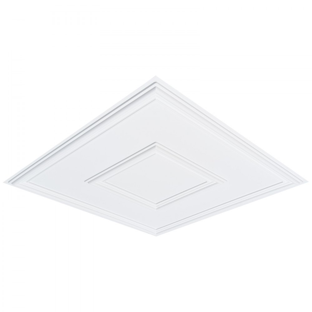 VEVOR Pannelli per Controsoffitto 605 x 605 mm Pannello per Soffitto, Confezione da 12, Facile Installazione/Taglio, Pannelli per Soffitto in Plastica Adesivi, Decorazione di Casa, Bianco Geometrico