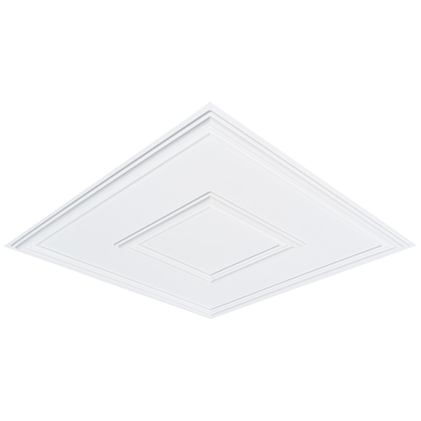 VEVOR Pannelli per Controsoffitto 605 x 605 mm Pannello per Soffitto, Confezione da 12, Facile Installazione/Taglio, Pannelli per Soffitto in Plastica Adesivi, Decorazione di Casa, Bianco Geometrico