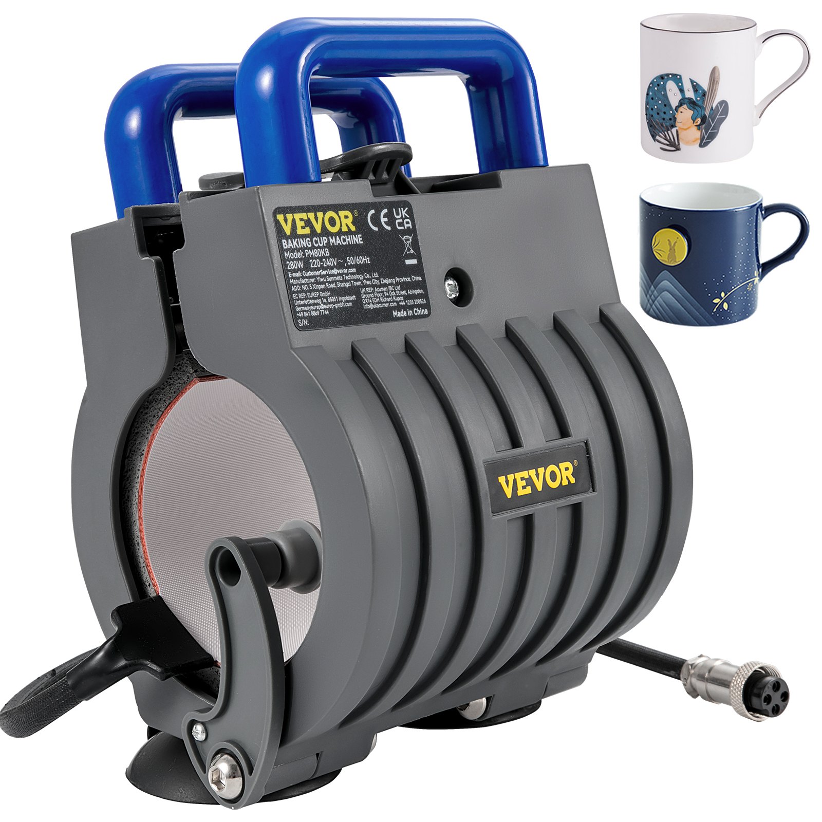 VEVOR Kit Termopressa da 280W per Tazza, Attacco per Pressa a Caldo per Tazza a Spina Femmina, Pressa Multifunzionale per Commemorare Attrazioni Turistiche, Promozioni Pubblicitarie, Feste, Compleanno