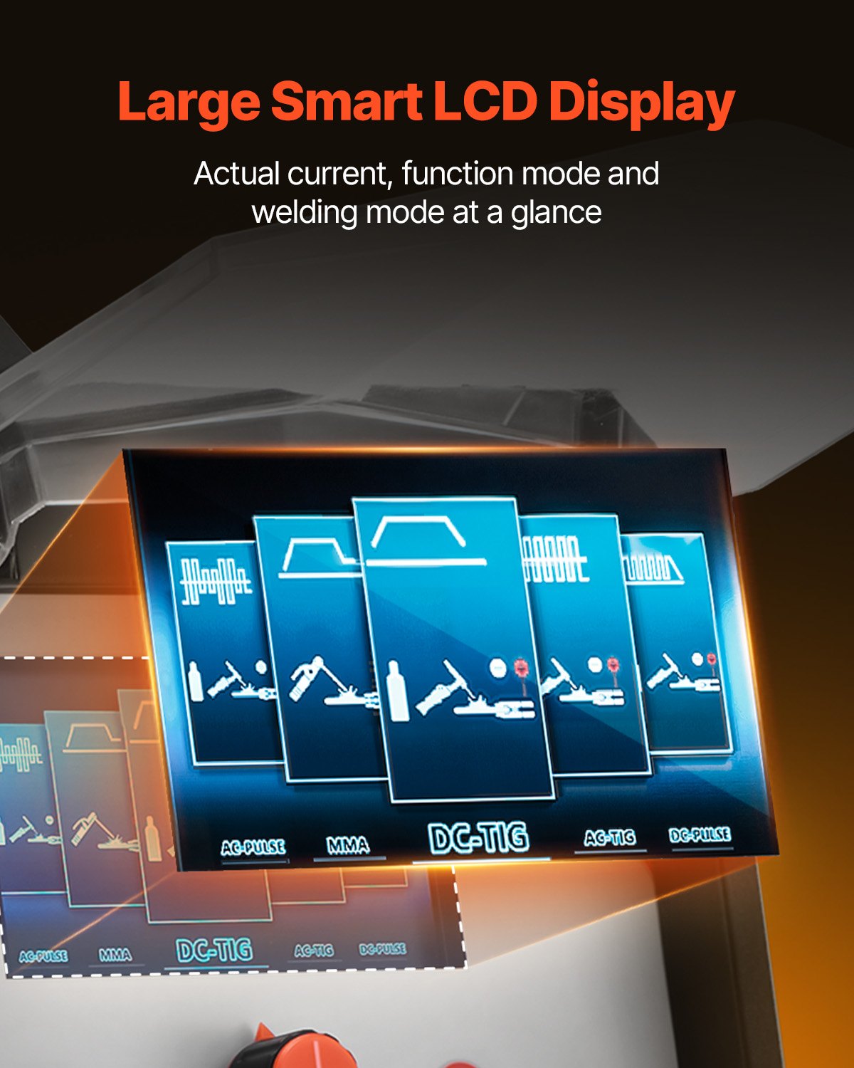 VEVOR Saldatrice TIG da 200 A e Ampio Display LED - TIG AC/TIG DC/TIG Pulsato AC/TIG Pulsato DC/TIG a Punti/MMA (Stick), Saldatrice a Doppia Tensione 110/220 V con Controllo Sinergico IGBT