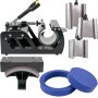 VEVOR Heat Press Machine 15 x 15 Inch 8 In 1 Heat Press 1000W Sublimation Machine 360° Rotation Swing Away Heat Press 8 In 1 Shirt Printing Machine Dual-Tube Heating for DIY T-Shirts Cap Mugs (Black)