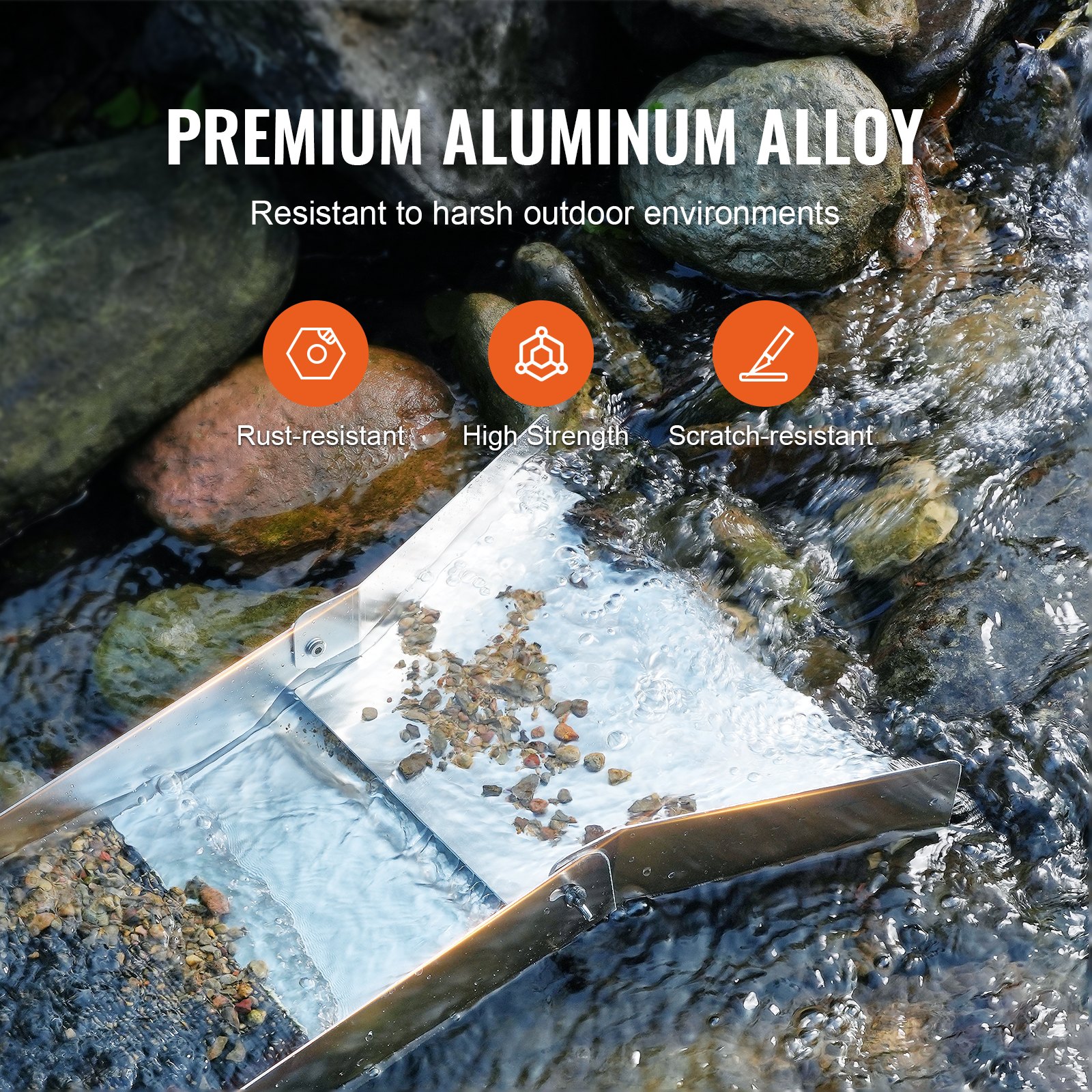 VEVOR Set per Ricerca dell'Oro con Cassetta di Sicurezza, Attrezzatura per l'Estrazione d'Oro in Alluminio da 50 Pollici, Set per Prospezione d'Oro da 23 Pz, Setaccio Ricerca d'Oro Magnete Separatore