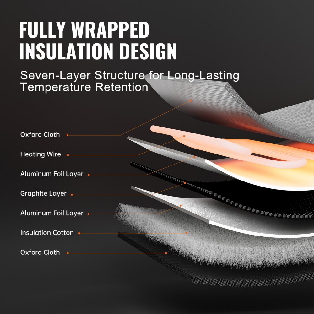 VEVOR Coperta Riscaldante a Tamburo Metallico 208 L 1300W Tessuto Impermeabile