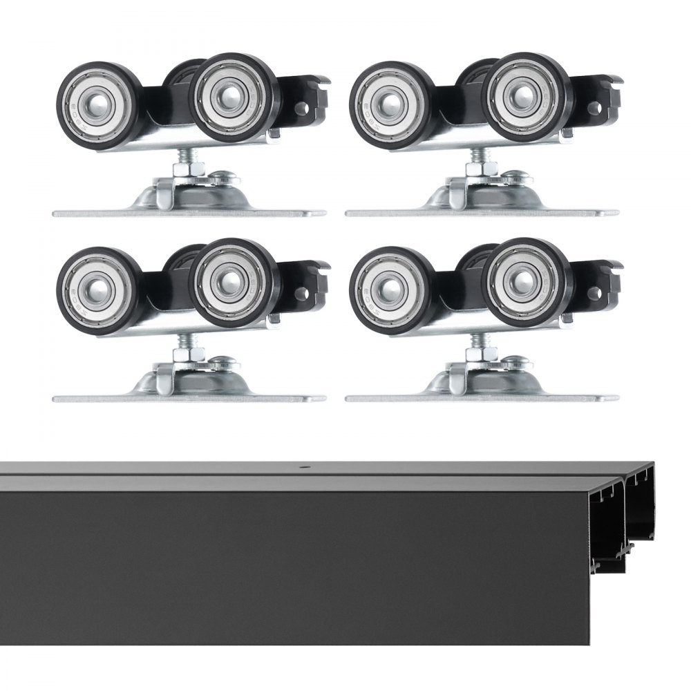 VEVOR Kit Ferramenta per Porta Scorrevole Bypass, 1219 mm, Resistente, in Lega di Alluminio, per Porta Scorrevole dell'Armadio con Tiranti a Dita, per Sistema a 2 Porte, per Spessori Porta 35-45 mm