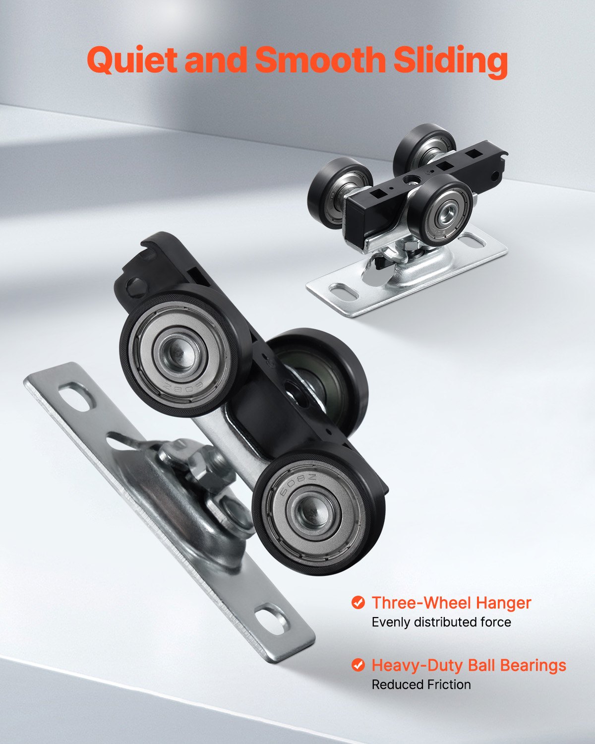 VEVOR sliding door hardware track set, 1524 mm sliding door system, double track sliding door system made of aluminum alloy, suitable for door widths of 775 mm x 2, sliding door hardware load capacity of 68 kg