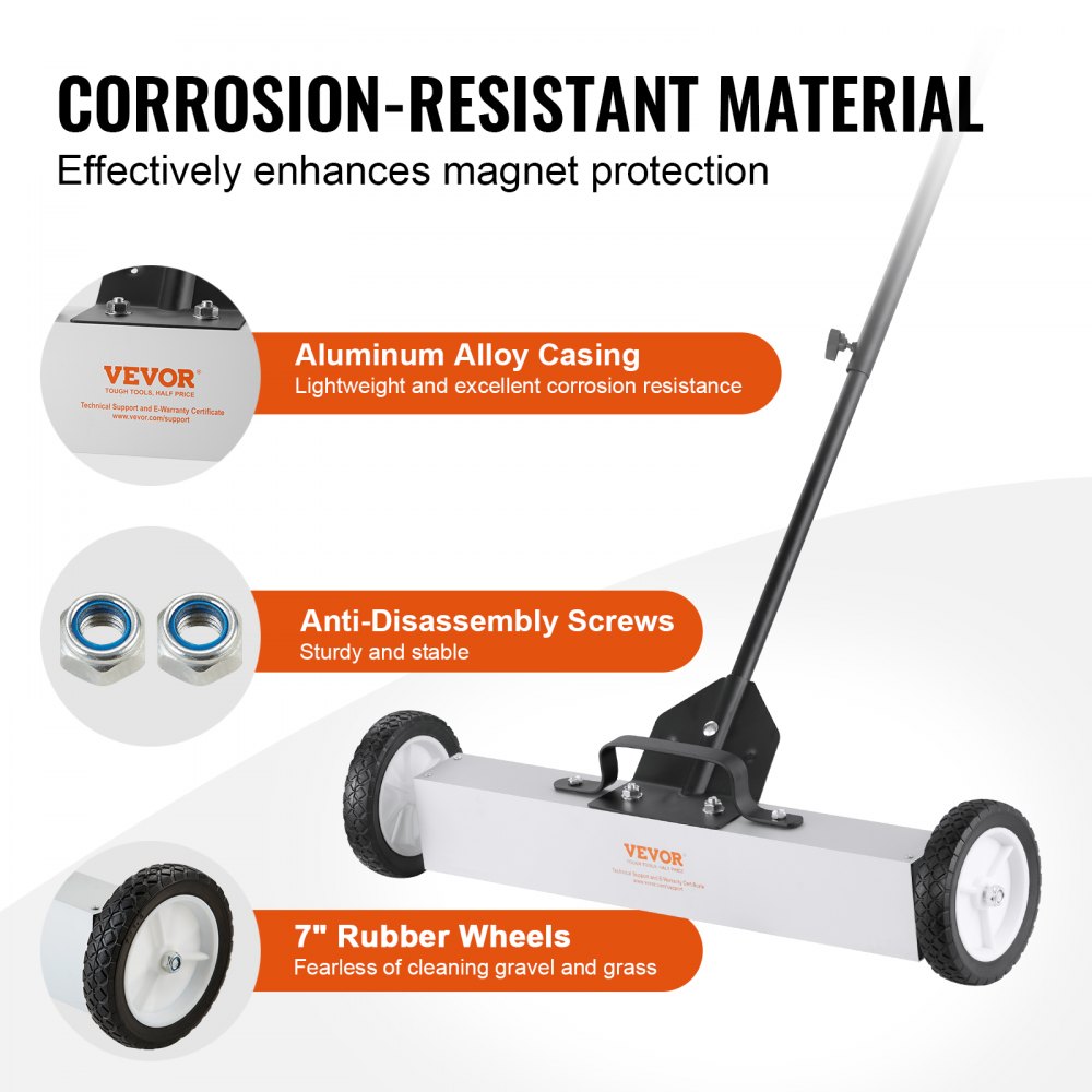 VEVOR Magnetic Sweeper, Magnetic Sweeper 77-113 cm, Magnetic Sweeper, Magnetic Broom, Magnetic Broom, Magnetic Lifter, 22.6 kg Magnetic Force, Magnetic Chip Collector, Floor Sweeper, Sweeping Machine
