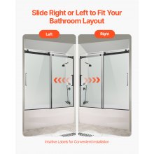 VEVOR Porta Doccia Scorrevole per Vasca da Bagno Senza Telaio, Porta Doccia a 2 Ante con Porta in Vetro Temperato, Maniglia in Acciaio Inossidabile, per Vasca da Bagno Nero 1524 x 1524 mm