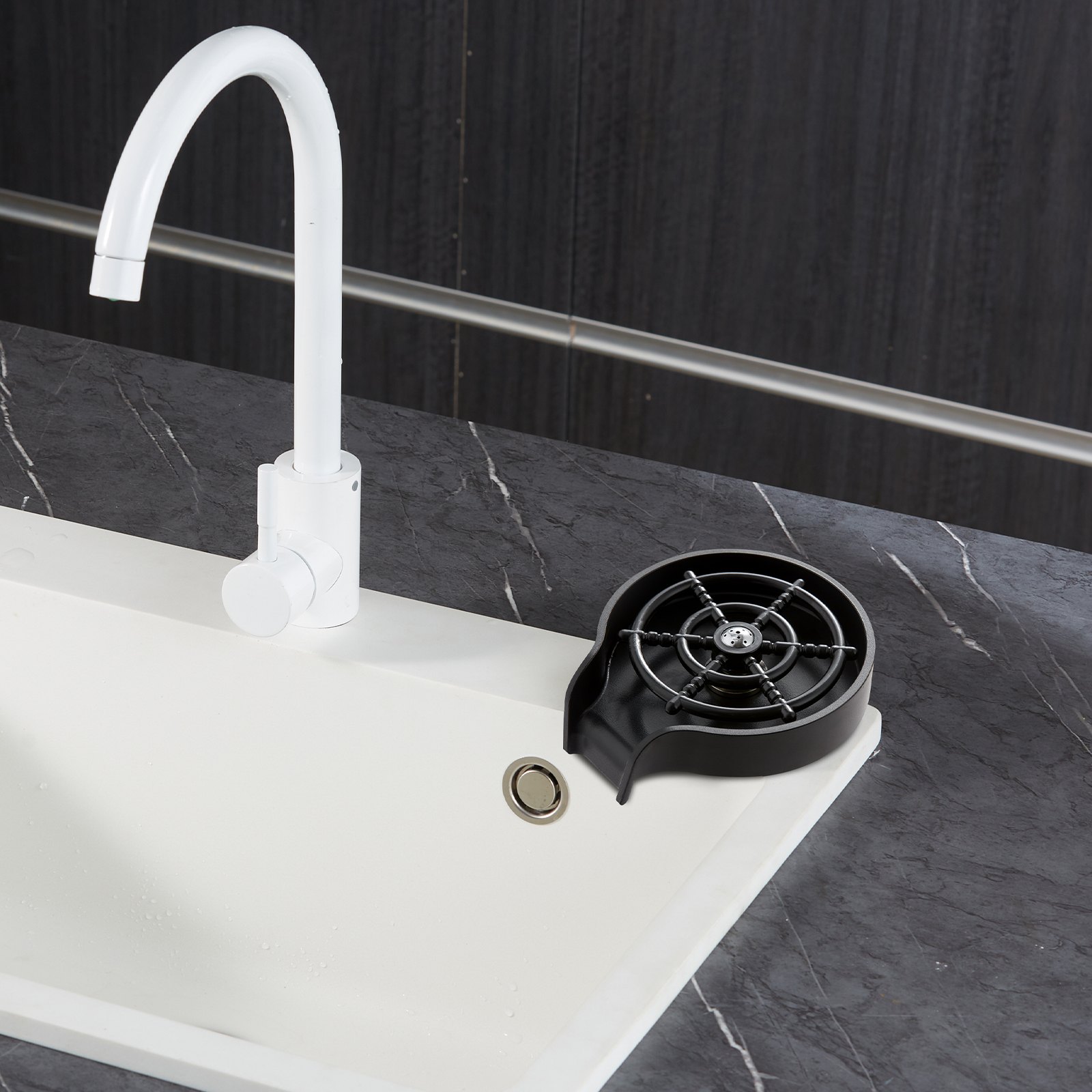 VEVOR Sciacquatrice per bicchieri 10 getti di spruzzatura Lavatazzine e portabicchieri in ABS rotanti a 360°