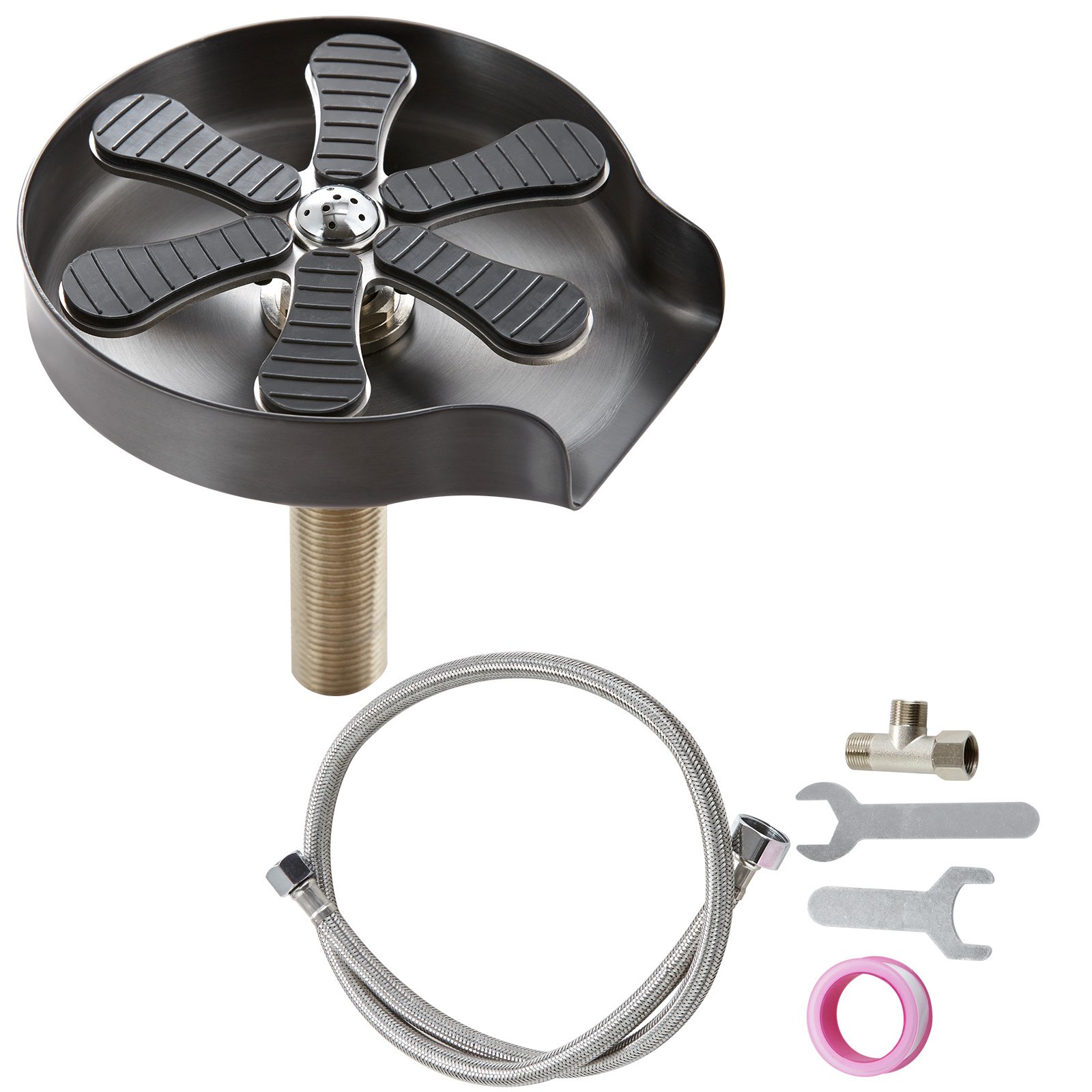 VEVOR Sciacquatrice per Bicchieri Sciacquatrice per Tazze 10 Fori Spruzzatura Girevole a 360° in Acciaio Inox