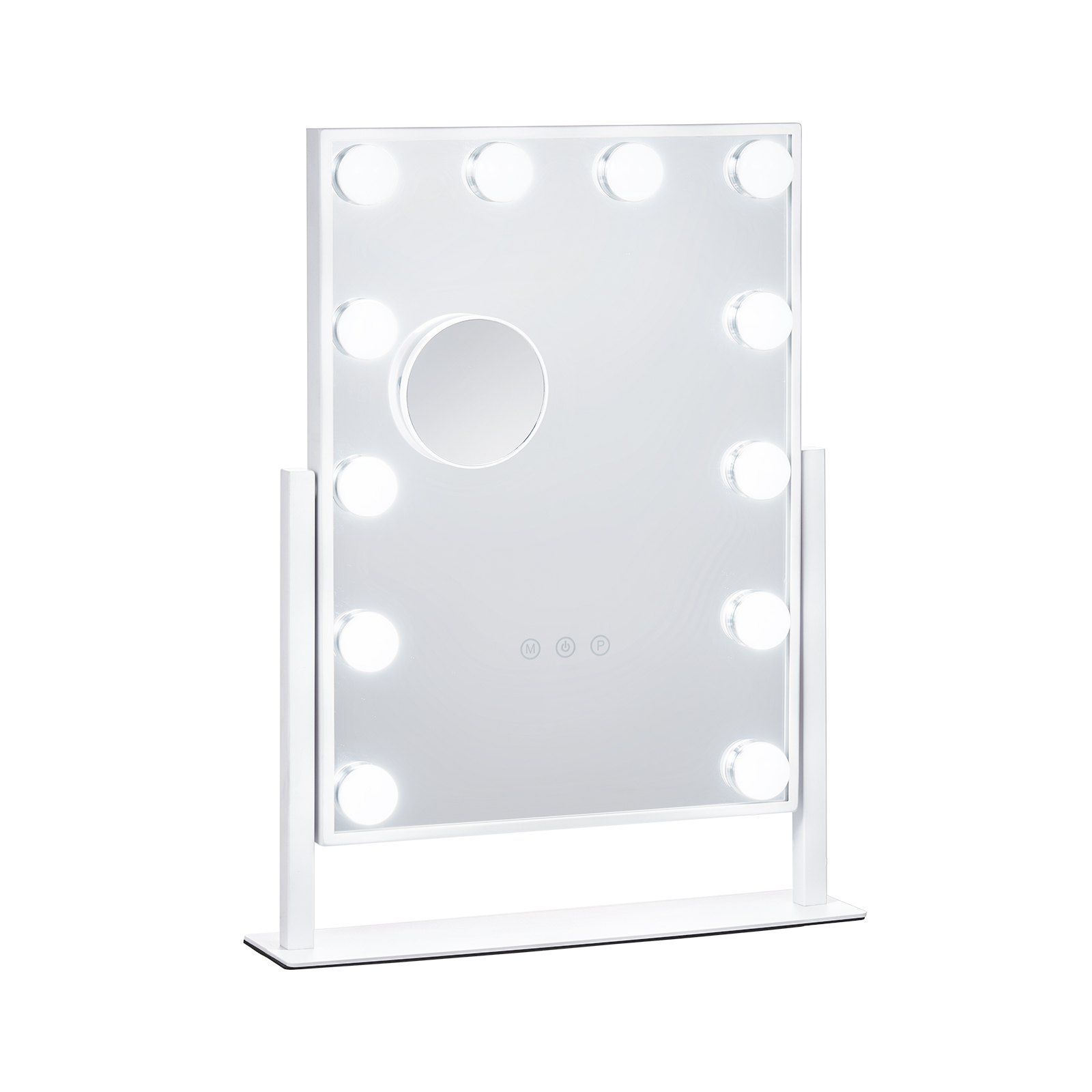 VEVOR Hollywood Lighted Makeup Mirror, 12 Dimmable Bulbs & 3 Color Lighting Modes, Cosmetic Mirror with Detachable 5x Magnification, Smart Touch Control, 360° Rotation, 410x300mm