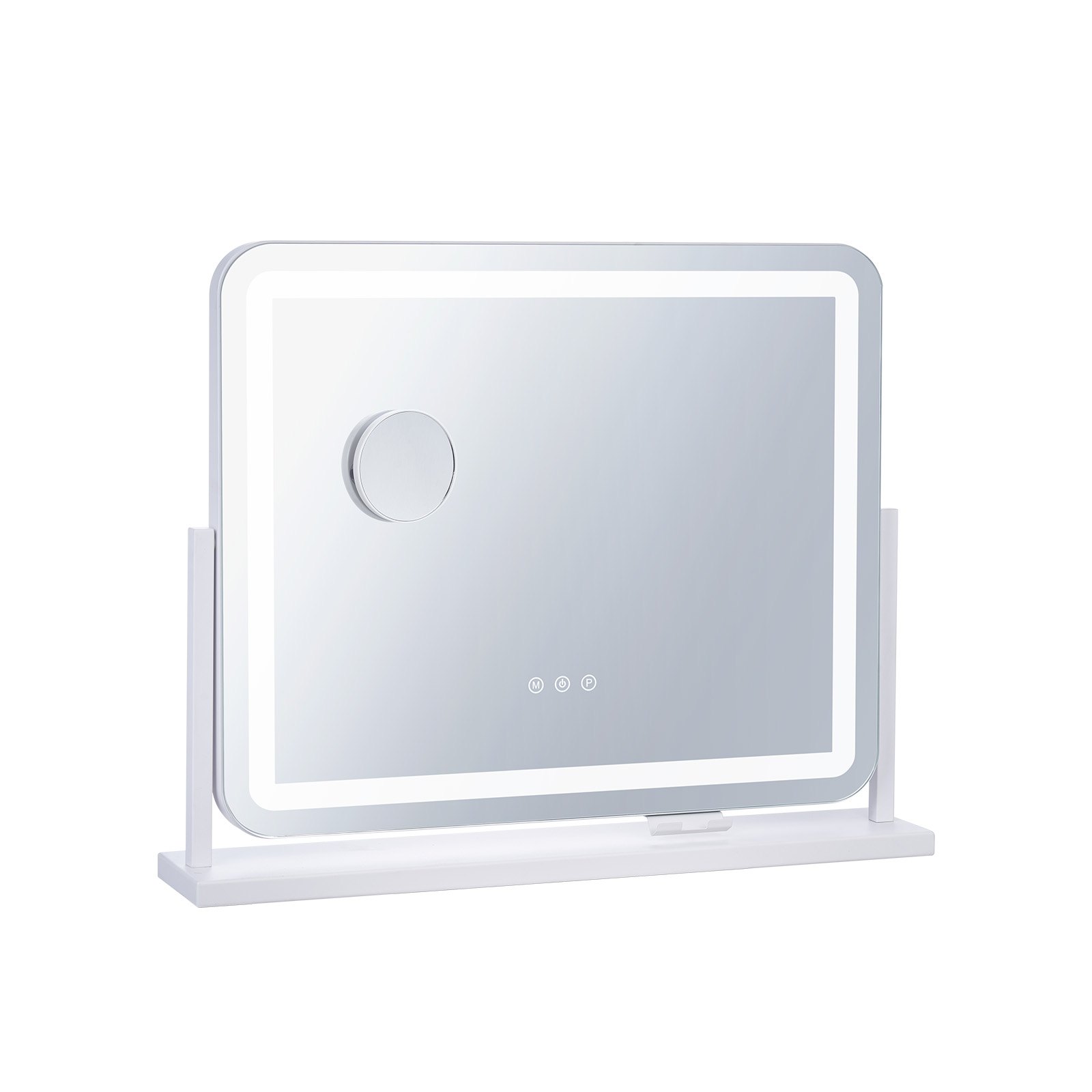 VEVOR Specchio per Trucco Illuminato con Lampadine LED Specchio per Trucco 3 Modalità di Illuminazione a Colori con Specchio Ingranditore 5X Rimovibile Controllo a Tocco Rotazione a 360°, 547x447mm