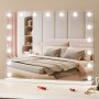 VEVOR Specchio per Trucco con USB Tipo C Lampadine LED Dimmerabile 3 Modalità di Illuminazione a Colori Specchio Ingranditore 5X Rimovibile Specchio Controllo a Tocco Rotazione a 360°, 797x597mm
