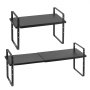 VEVOR Adjustable Standing Spice Rack, 2 Tiers, Large Capacity Kitchen Shelf, Stackable Countertop Organizer, Pantry Organizer for Kitchen, Bathroom, Office, Black
