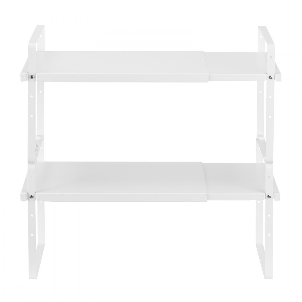 VEVOR Organizzatore per Ripiani Regolabili per Mobili, Ripiano Espandibile a 2 Livelli di Stoccaggio per Dispensa, Organizzatore Impilabili da Banco per Cucina, Bagno, Bianco 650x220x500 mm