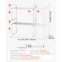VEVOR Organizzatore per Ripiani Regolabili per Mobili, Ripiano Espandibile a 2 Livelli di Stoccaggio per Dispensa, Organizzatore Impilabili da Banco per Cucina, Bagno, Bianco 650x220x500 mm