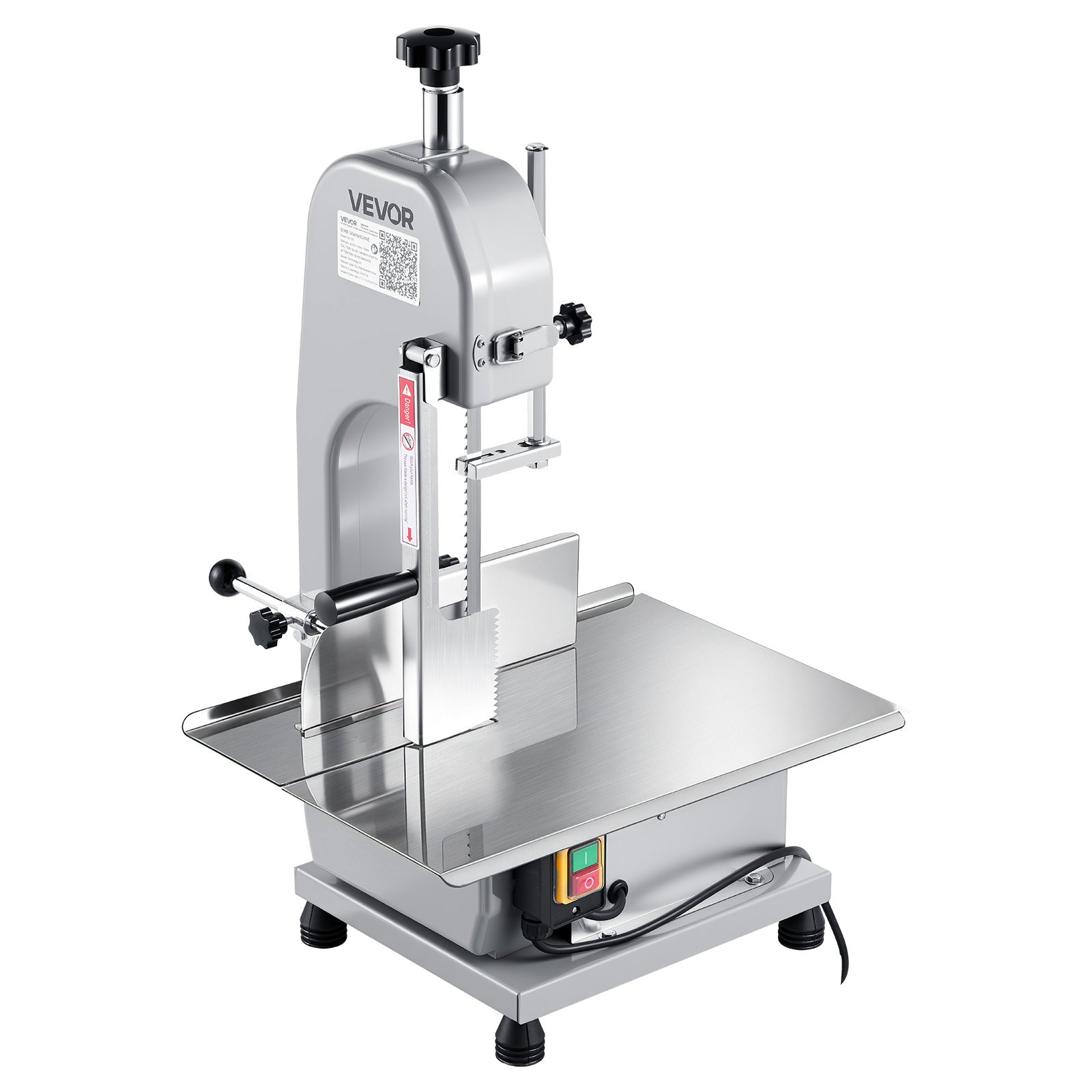 VEVOR Segaossa a Nastro Elettrica Commerciale per Carne 650W, Banco da Lavoro 315x460mm, Macchina per Tagliare Ossa da Banco Taglierina per Carne con Lama per Costolette di Maiale Uso Commerciale