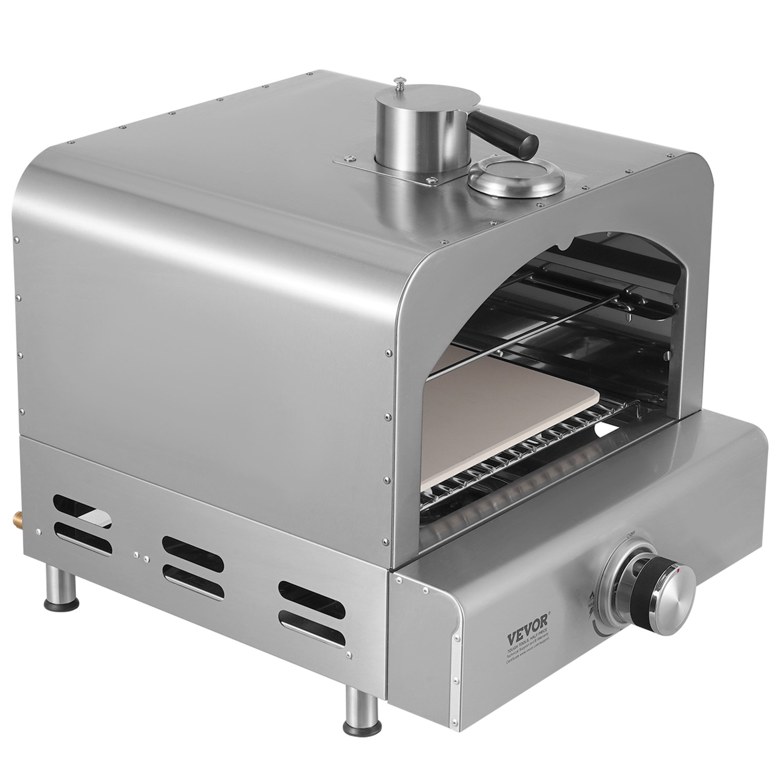 VEVOR Outdoor Pizza Oven, 13-inch Gas-Powered Pizza Maker, Portable Outdoor Pizza Grill with Thickened Cordierite Pizza Stone and Built-in Thermometer, 430 Stainless Steel Gas Oven for Camping and Garden