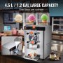 VEVOR Macchina per Gelato Commerciale, Uscita 12 L/H, Macchina per Gelato Duro da Banco Monogusto 1295 W, Cilindro in Acciaio Inox 4,5 L, Pannello LED, per Snack-Ristoranti Bar