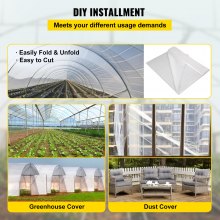 VEVOR Pellicola per Serre Telo di Plastica per Serre Spessore 6 mil, Copertura per Serre 3,7 x 30,5 m, Copertura in Polietilene Trasparente per Serra Agricola Anti-UV per Giardinaggio, Agricoltura