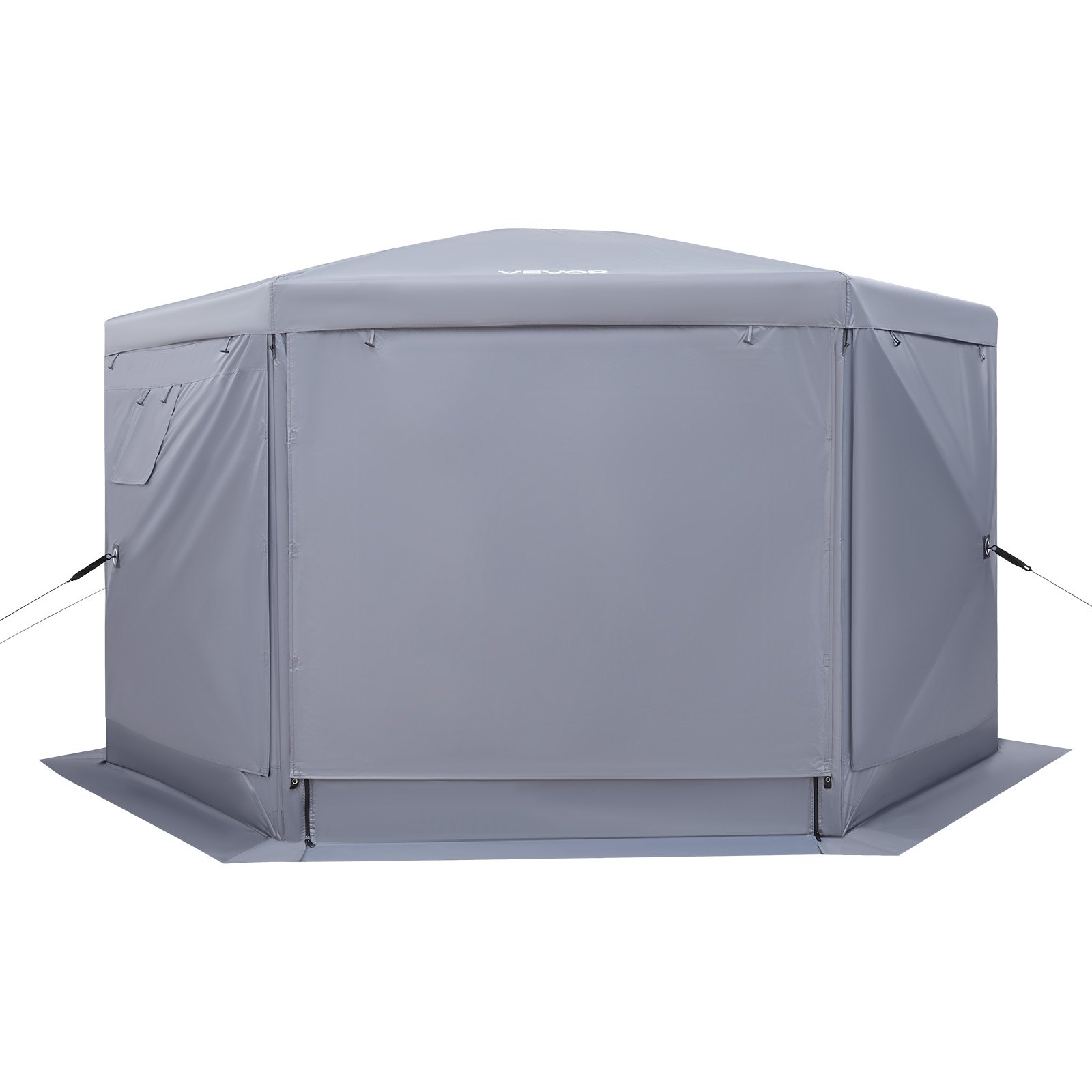 VEVOR Tendone Pieghevole Gazebo da Giardino a 6 Lati 3,6 x 3,6 m con Parte Superiore Rimovibile e Borsa per il Trasporto, Montaggio Rapido e Anti-Morsi, Riparo Solare per 8-10 Persone, Grigio