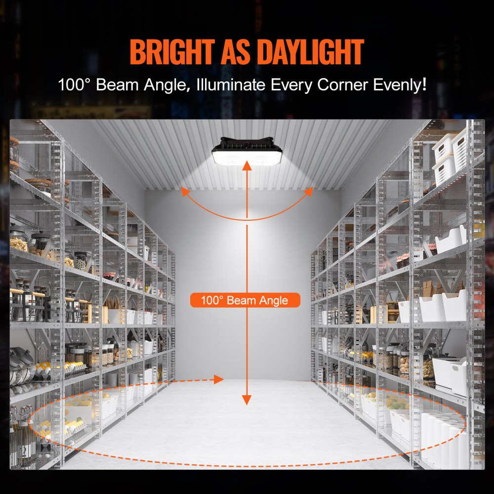 VEVOR 4 Pezzi di Luce a LED per Pensiline, 80 W, IP65, Luci per Pensiline Commerciali Industriali, per Esterni Montaggio in Superficie, Illuminazione da Soffitto per Magazzino, Garage, Negozio 256 mm