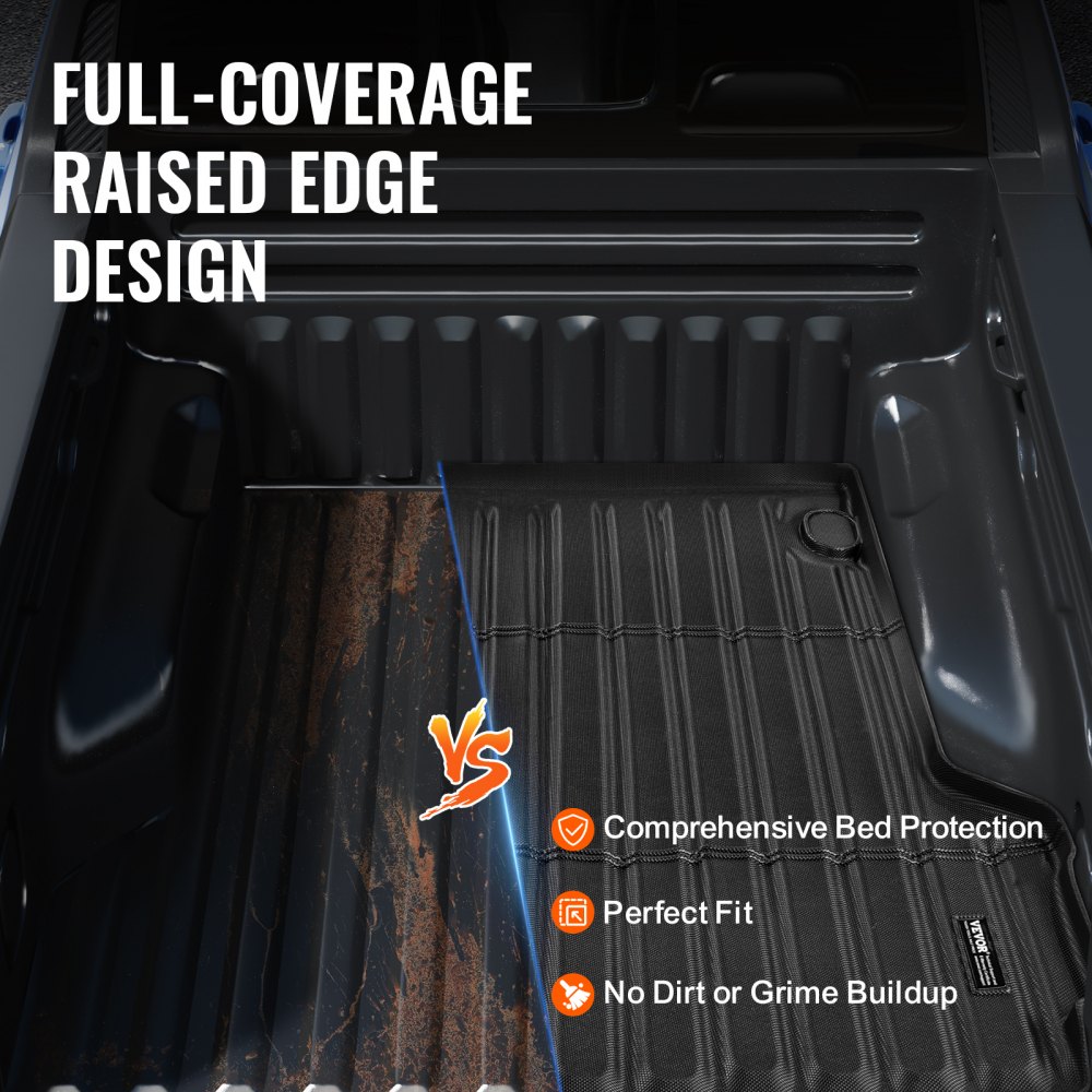 VEVOR Truck Bed Mat Compatible with Ford Maverick 2022-2024, TPE Truck Bed Mat 1360 x 1355 x 45 mm, Black, Easy to Clean, Thick Mattress, Ideal for Transport